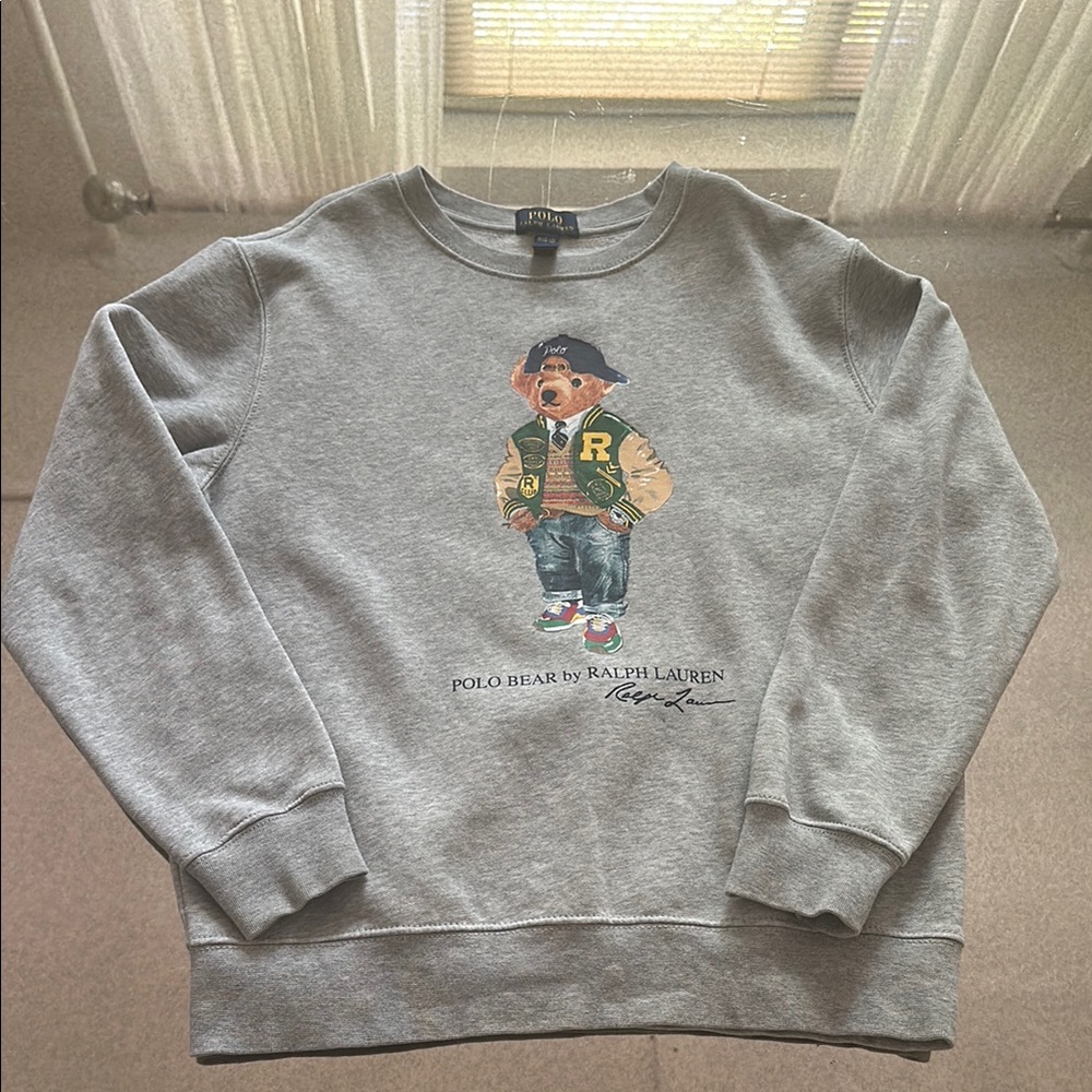 Polo by Ralph Lauren Gray Crewneck Sweater with Bear Graphic